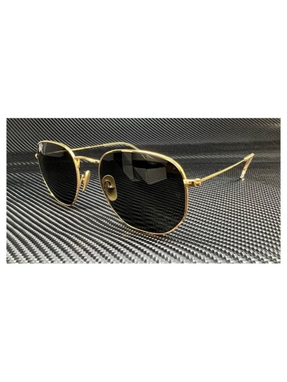 New Ray Ban Men  Gold Titanium Hexagonal Sunglasses  54- 21- 145